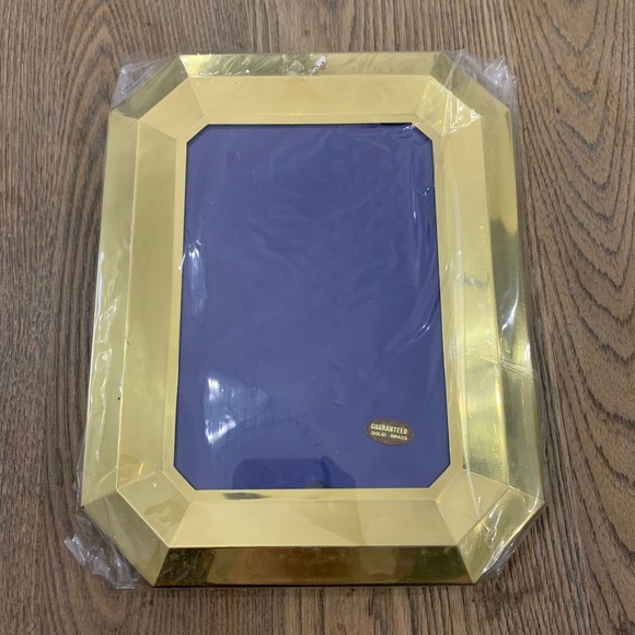 Unbranded Other - Vintage Solid Brass Beveled Octagon Picture Frame Gold 5x7 Tabletop Wall Mount